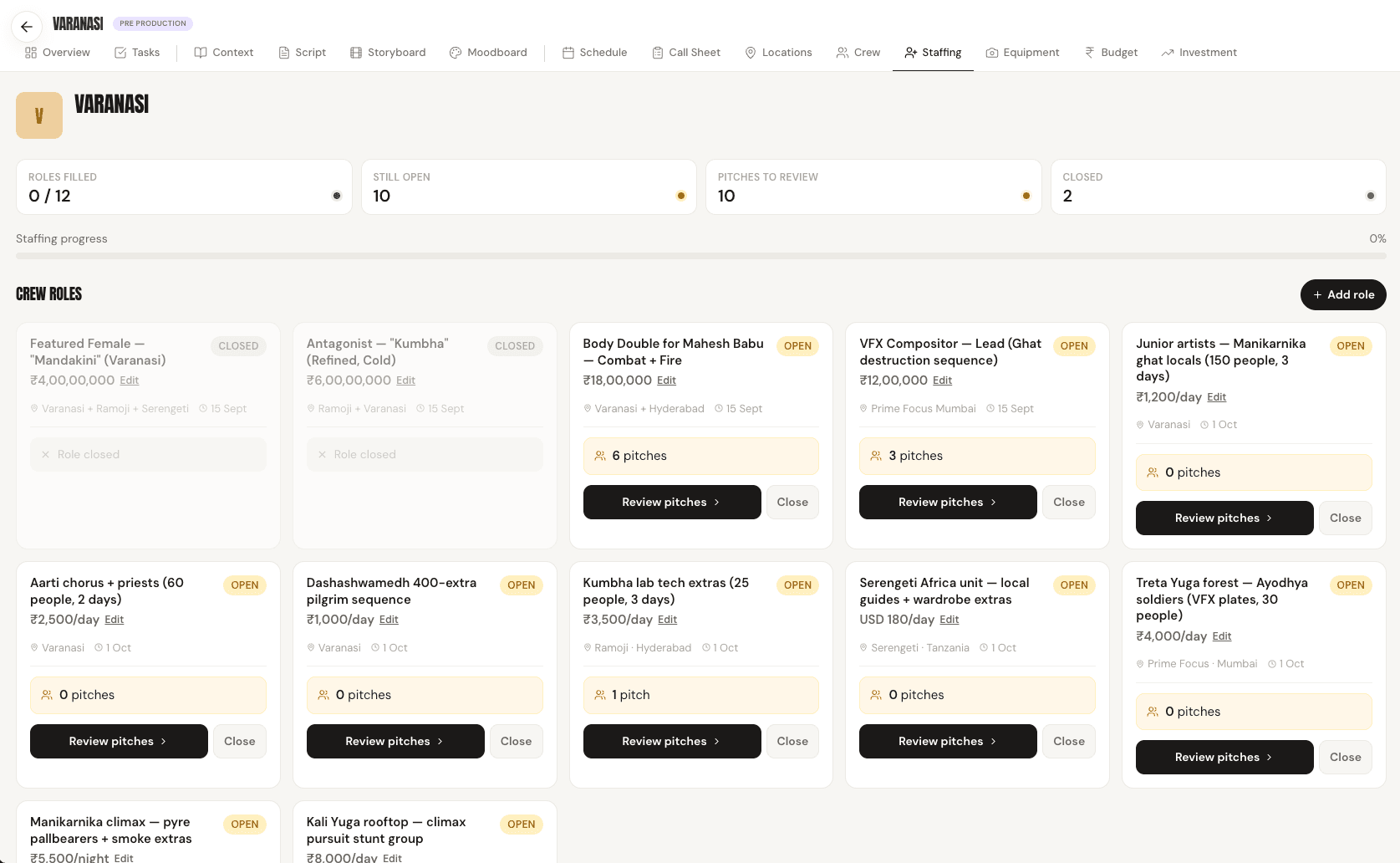 Open roles and pitches